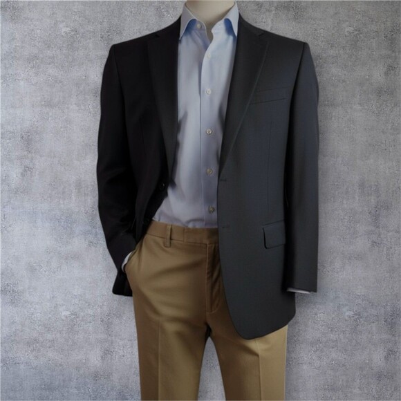 PRONTO UOMO Mens Blazer Sport Coat Two Button Jacket 42S Wool Charcoal Gray